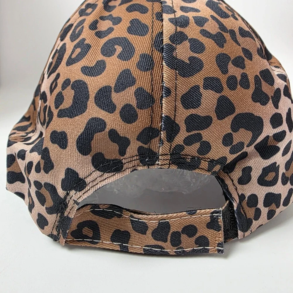 Women's Leopard Print Baseball Cap Adjustable Animal Pattern Cheetah Hat Brown